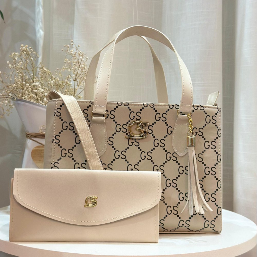 GABY SHOW - BOLSA FEMININA SILK MÉDIA + CARTEIRA - MARFIM