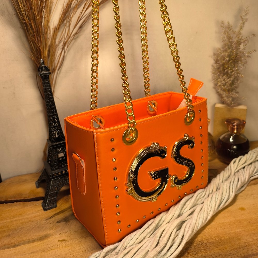 BOLSA FEMININA CKLOE COR ÚNICA CORRENTE LUXO- LARANJA