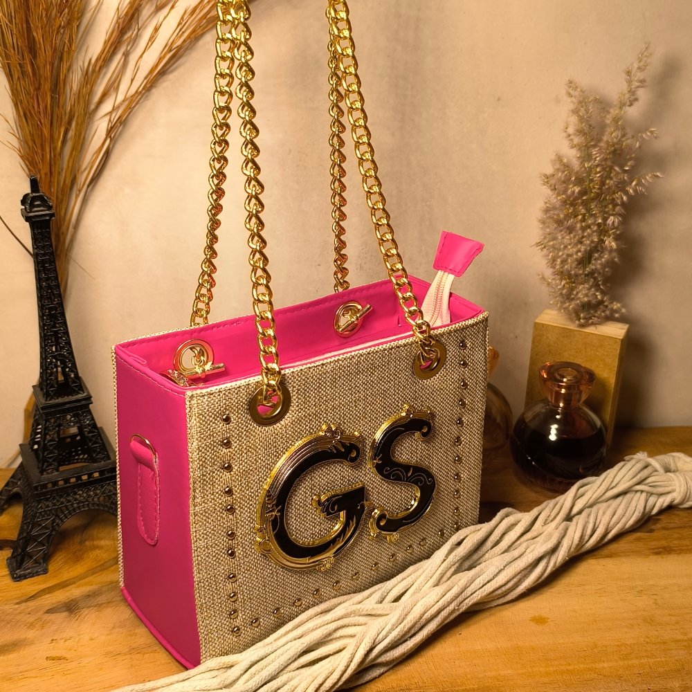 BOLSA FEMININA CKLOE TECIDO CORRENTE LUXO- ROSA CHICLETE