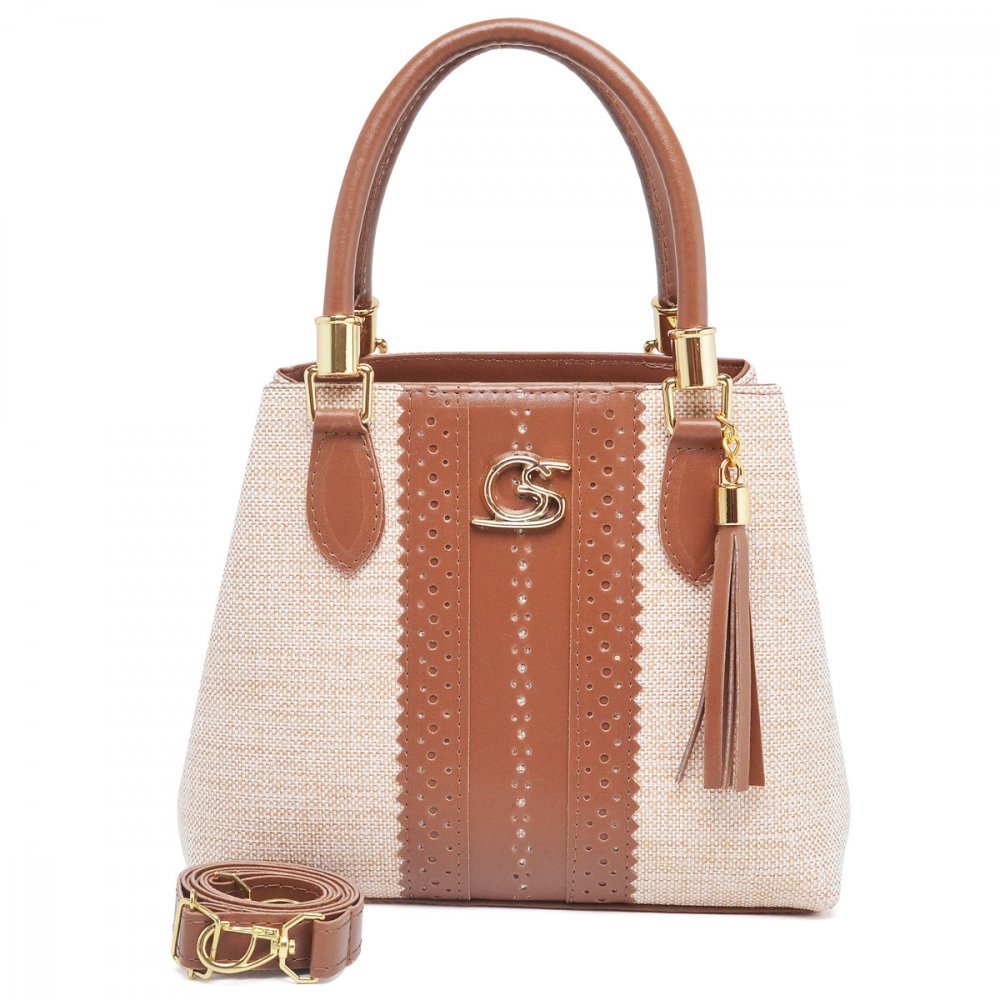 BOLSA FEMININA PARIS TECIDO PEQUENA CARAMELO SEM CARTEIRA