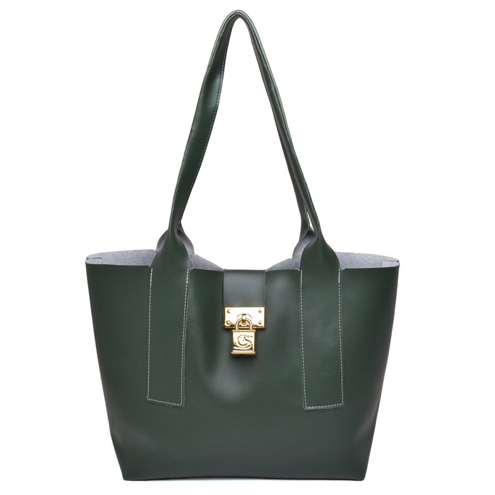BOLSA FEMININA SACOLA CADEADO VERDE