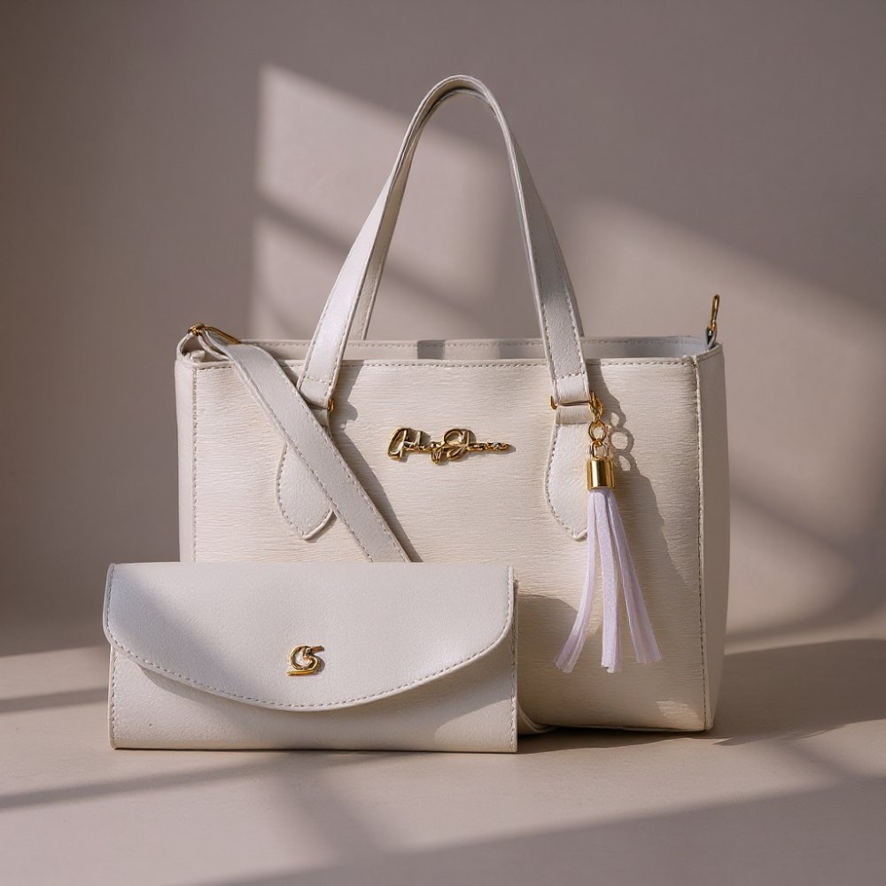 GABY SHOW - BOLSA FEMININA ANJIK MÉDIA + CARTEIRA - BRANCA