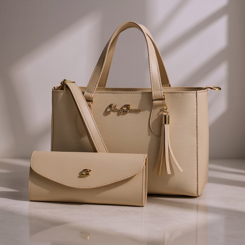 GABY SHOW - BOLSA FEMININA ANJIK MÉDIA + CARTEIRA - MARFIM