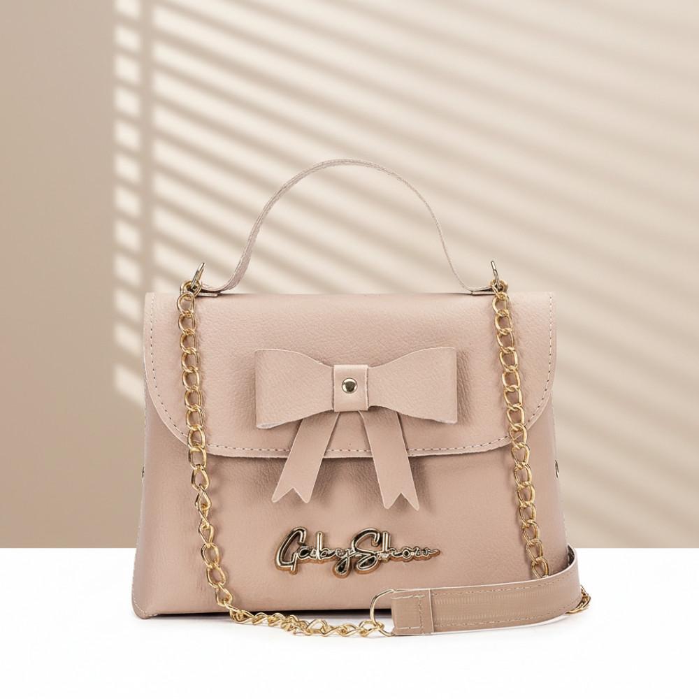 GABY SHOW - BOLSA FEMININA BAUZINHO DE LAÇO - AMÊNDOA