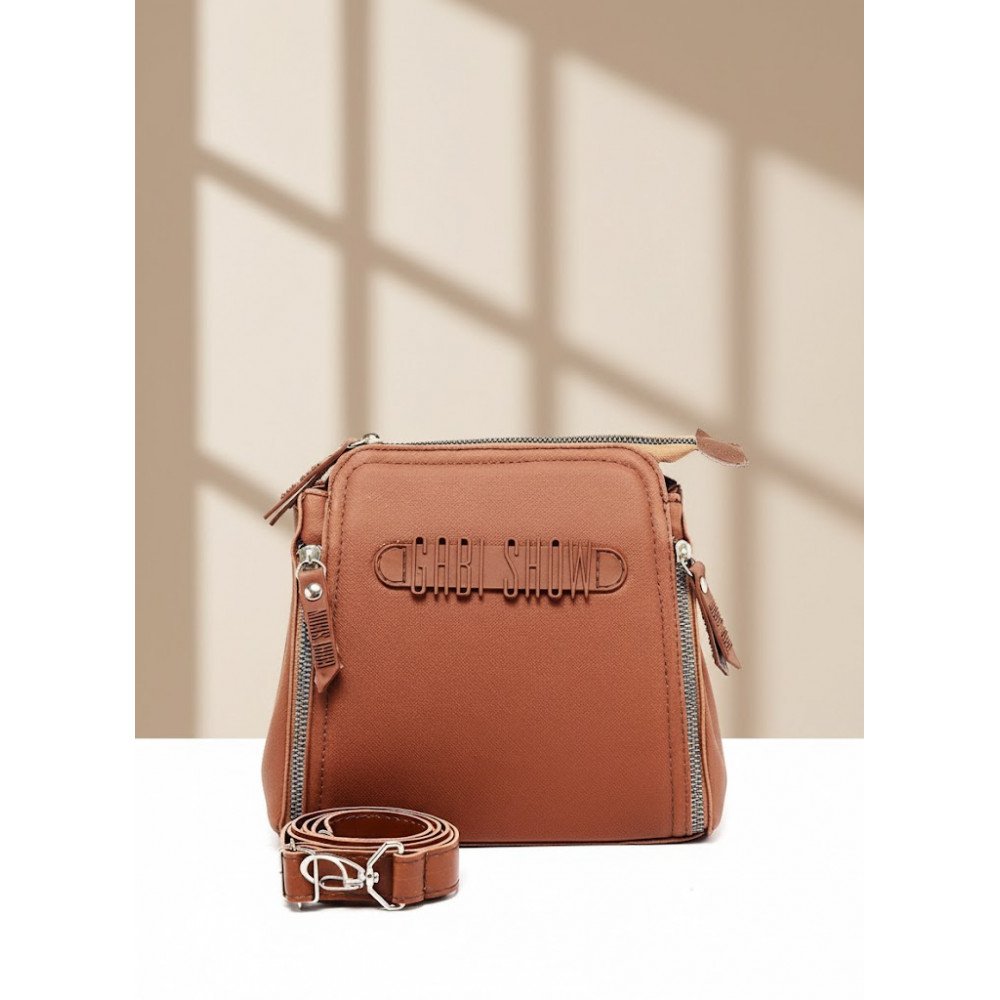 GABY SHOW - BOLSA FEMININA BORRACHINHA 3 ZÍPERES - CARAMELO