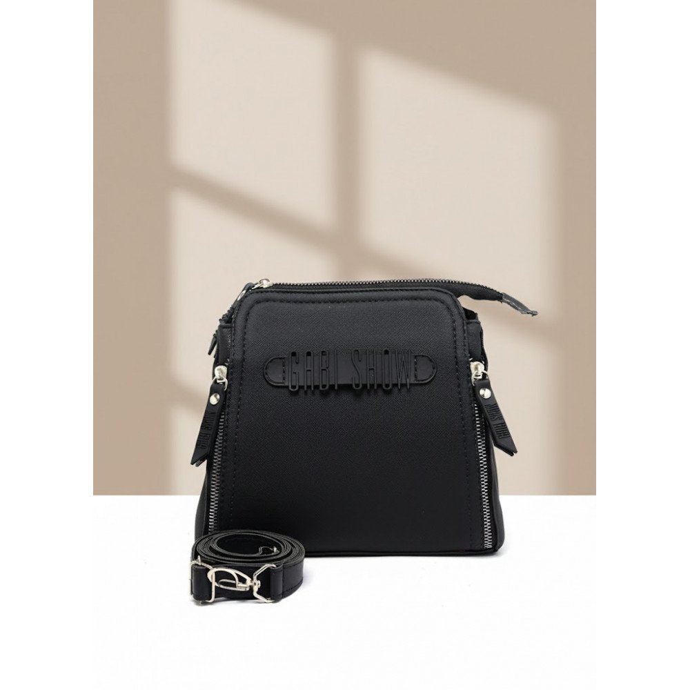 GABY SHOW - BOLSA FEMININA BORRACHINHA 3 ZÍPERES - PRETO