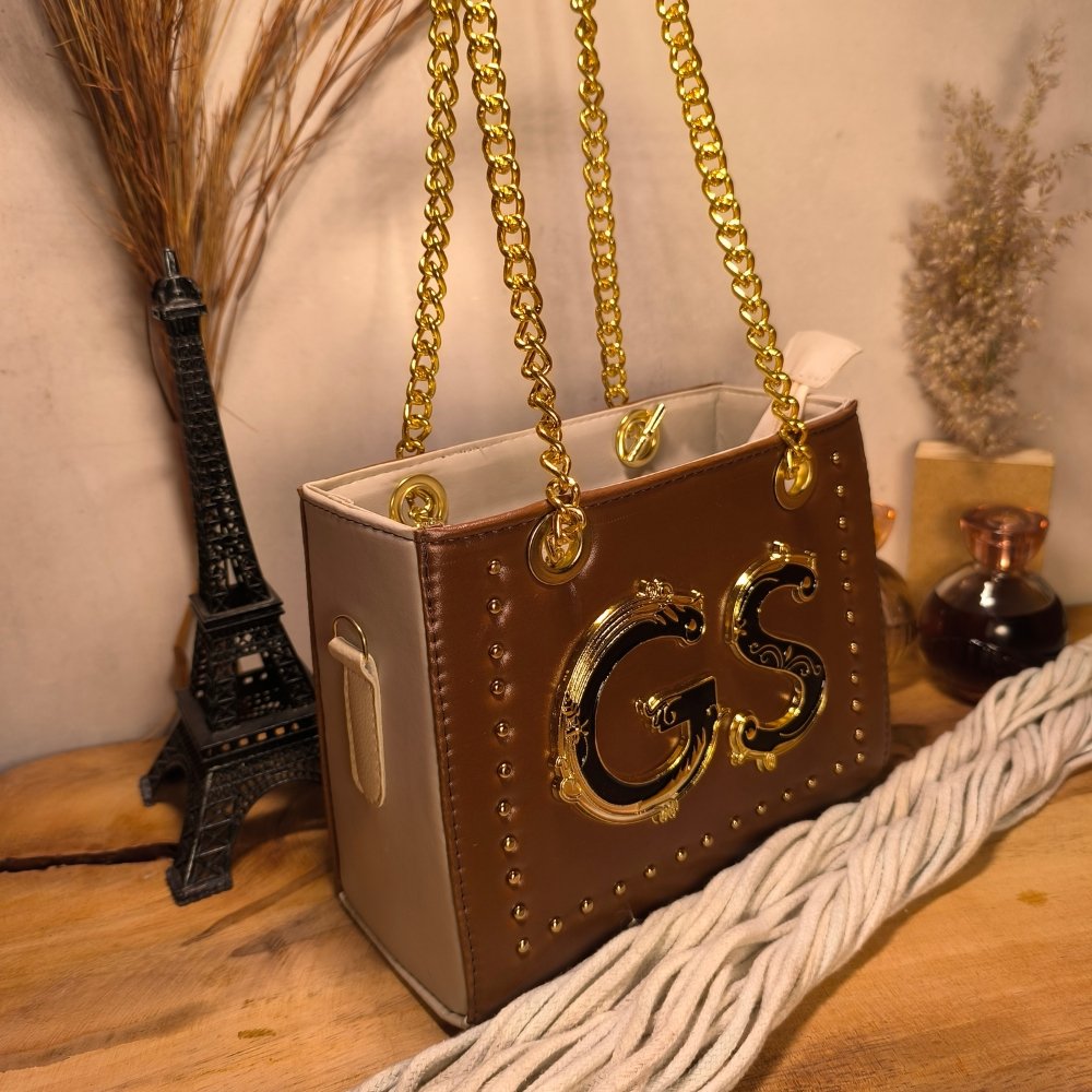 GABY SHOW - BOLSA FEMININA CKLOE PREMIUM - CARAMELO C/ MARFIM