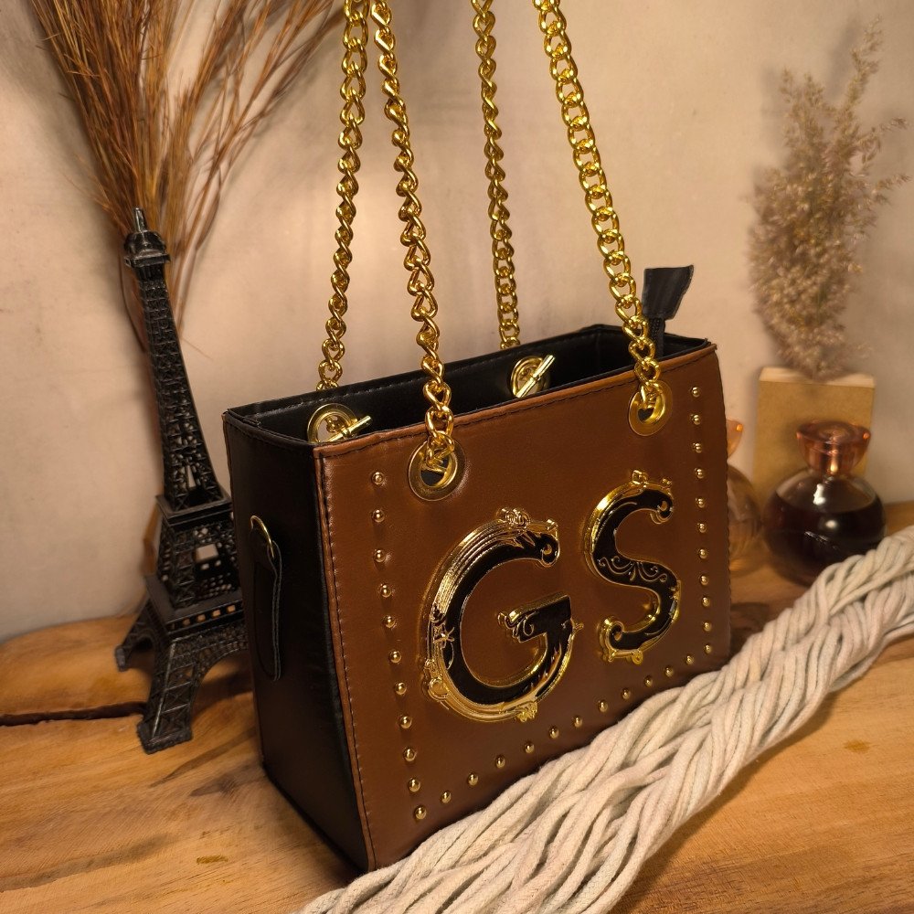 GABY SHOW - BOLSA FEMININA CKLOE PREMIUM - CARAMELO C/ PRETO