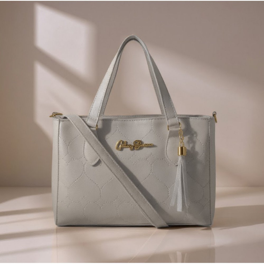 GABY SHOW - BOLSA FEMININA ESTAMPA EM CORAÇÃO - MARFIM