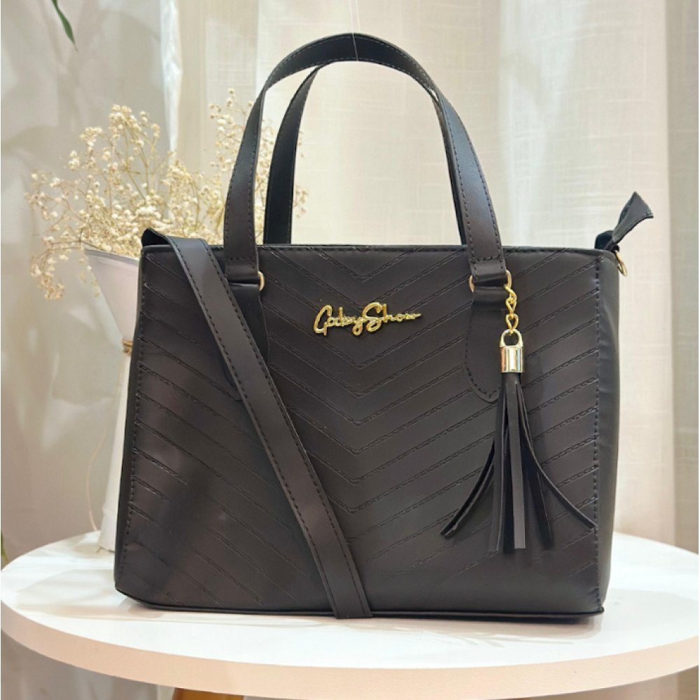 GABY SHOW - BOLSA FEMININA ESTAMPA EM V - PRETO