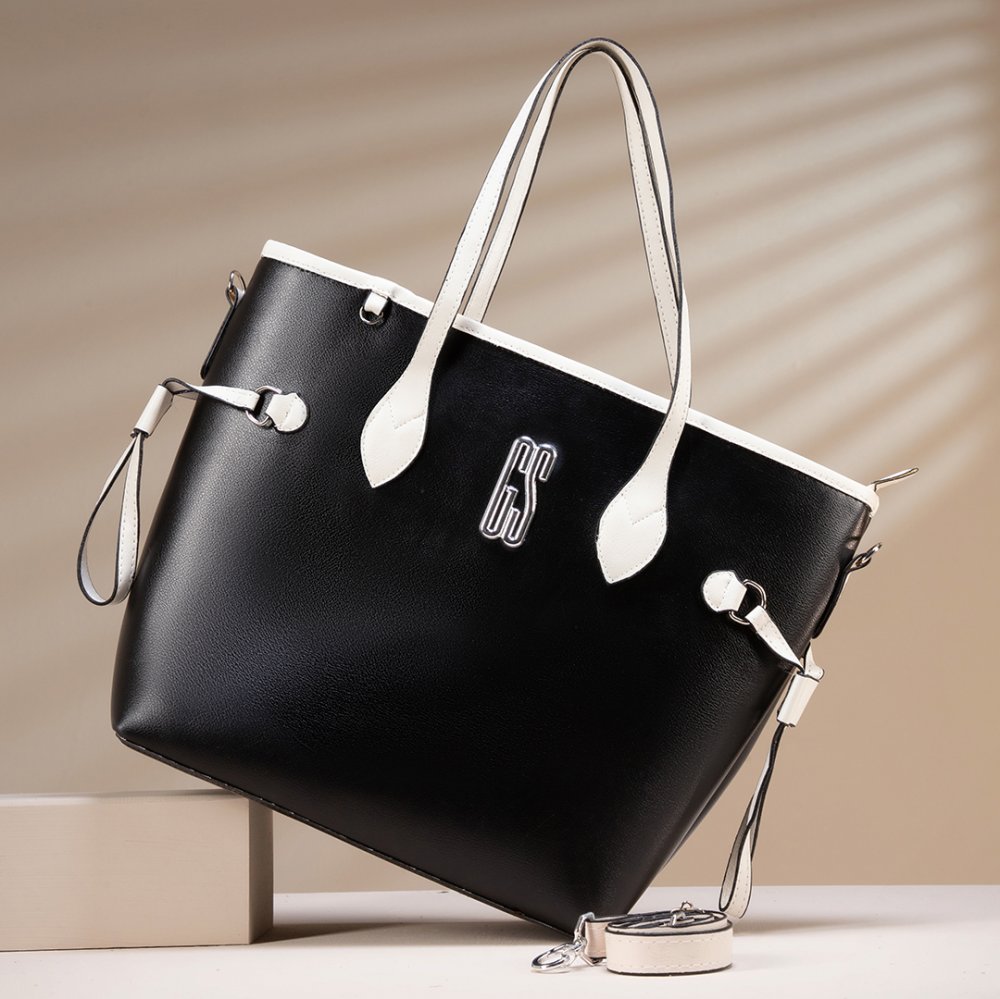 GABY SHOW - BOLSA FEMININA GLAMOUROSA LINHA PREMIUM - PRETO C/ MARFIM