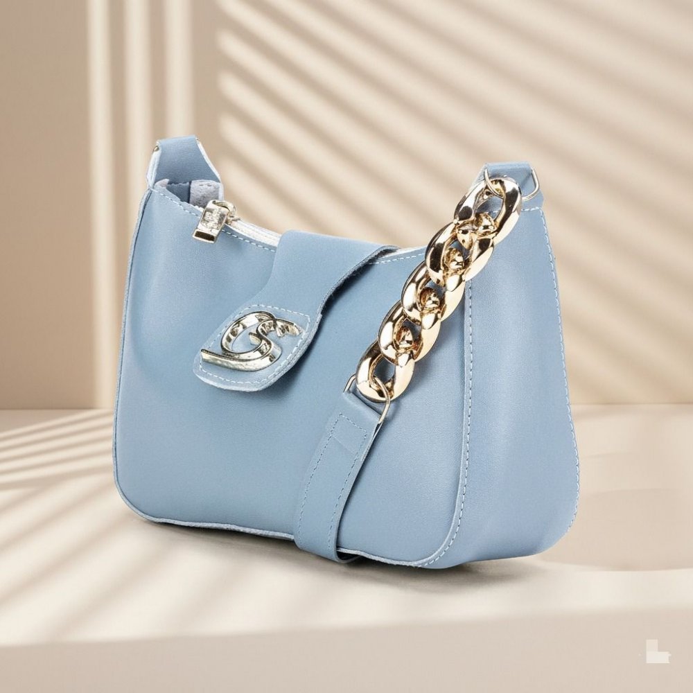 GABY SHOW - BOLSA FEMININA MEIA LUA CORRENTE - AZUL