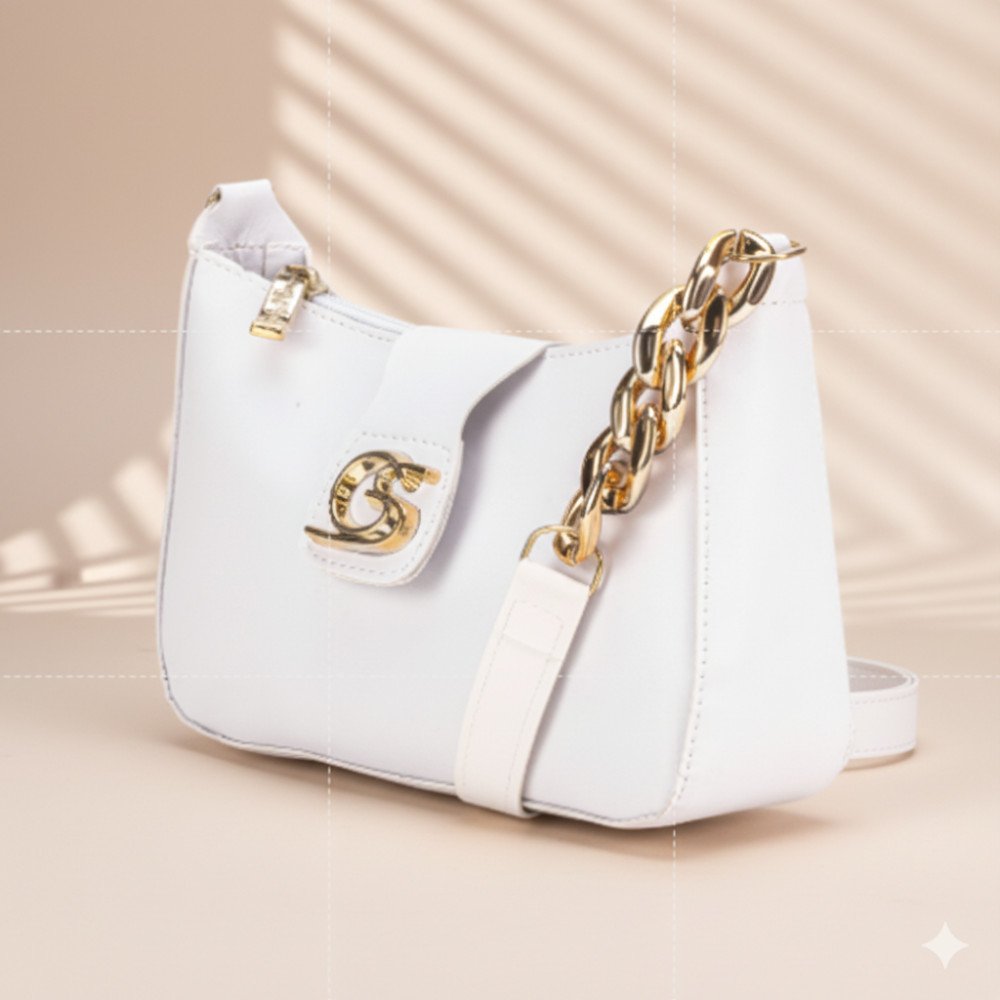 GABY SHOW - BOLSA FEMININA MEIA LUA CORRENTE - BRANCA