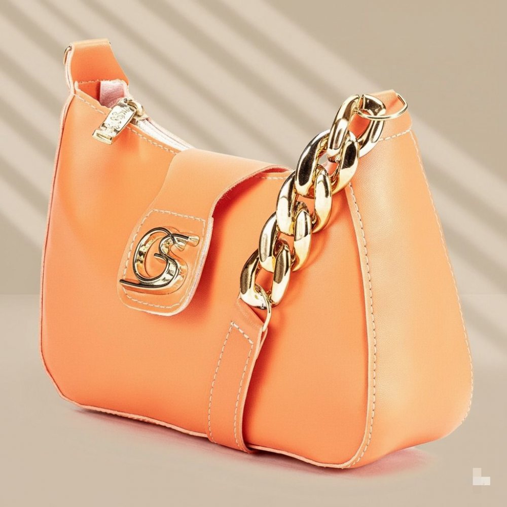 GABY SHOW - BOLSA FEMININA MEIA LUA CORRENTE - LARANJA