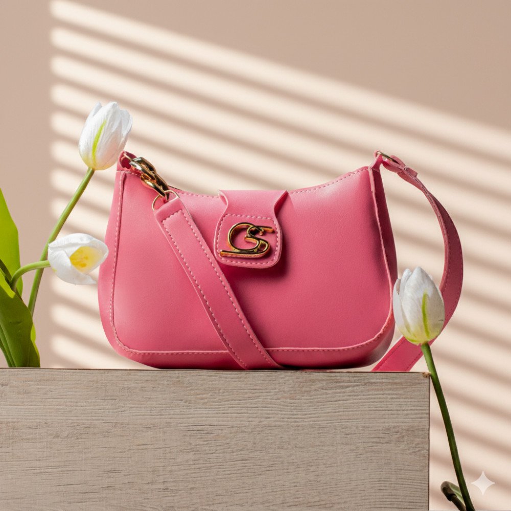 GABY SHOW - BOLSA FEMININA MEIA LUA CORRENTE - ROSA PIETRA