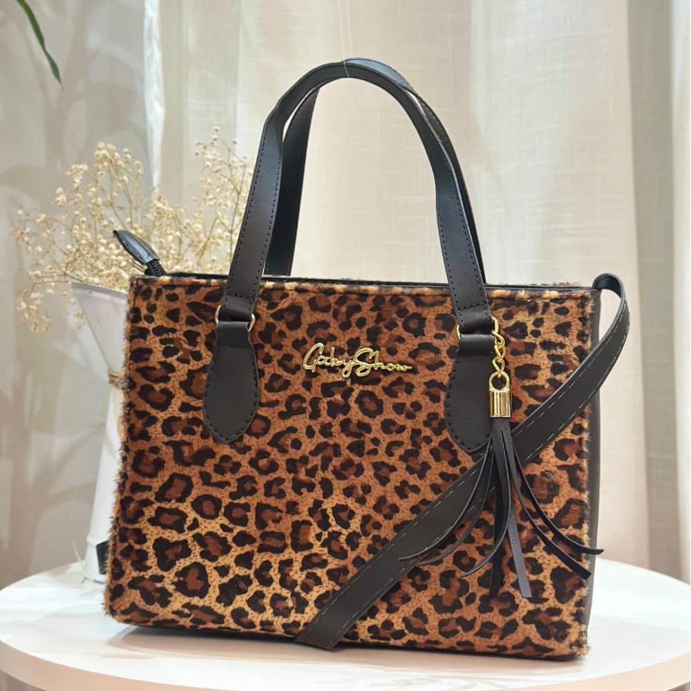 GABY SHOW - BOLSA FEMININA ONÇA PELINHO - PRETO