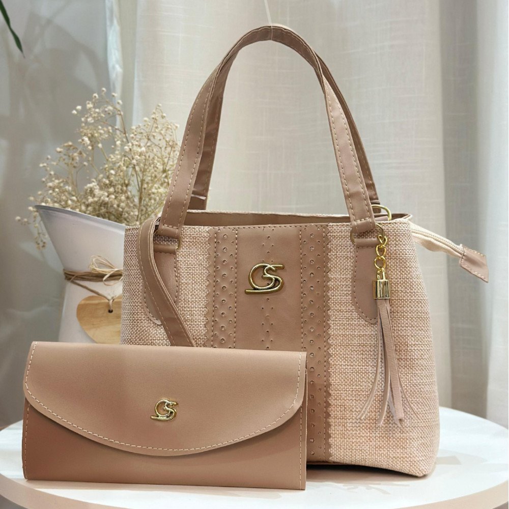 GABY SHOW - BOLSA FEMININA PARIS + CARTEIRA - AMÊNDOA