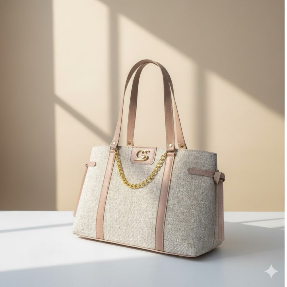 GABY SHOW - BOLSA FEMININA PREMIUM ELEGANCY TECIDO - AMÊNDOA