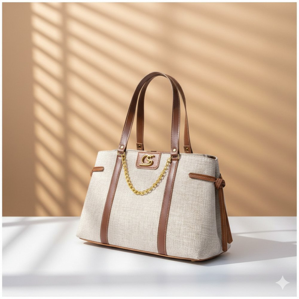 GABY SHOW - BOLSA FEMININA PREMIUM ELEGANCY TECIDO - CARAMELO