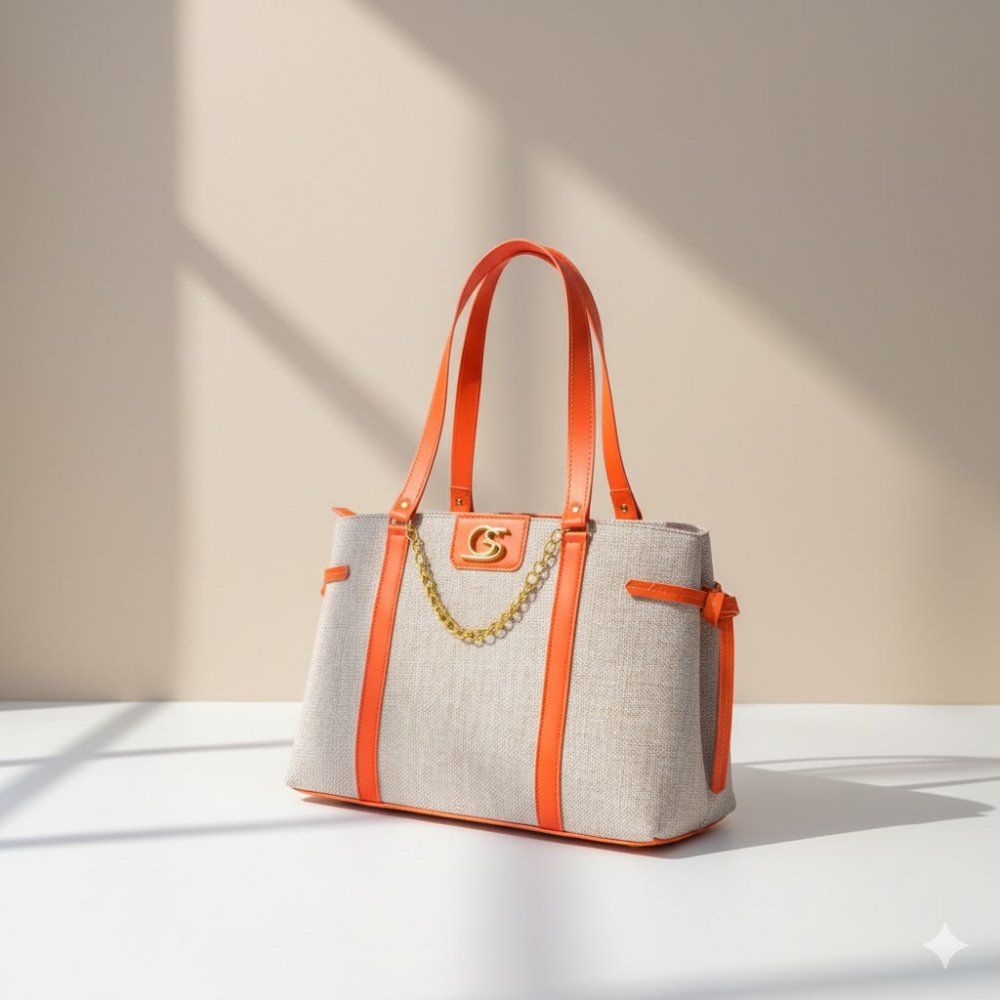GABY SHOW - BOLSA FEMININA PREMIUM ELEGANCY TECIDO - LARANJA