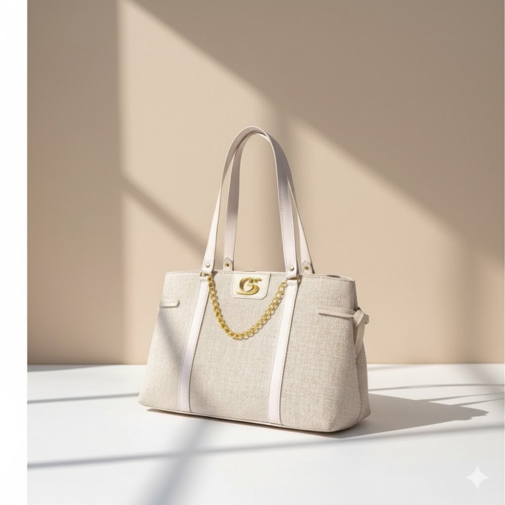 GABY SHOW - BOLSA FEMININA PREMIUM ELEGANCY TECIDO - MARFIM