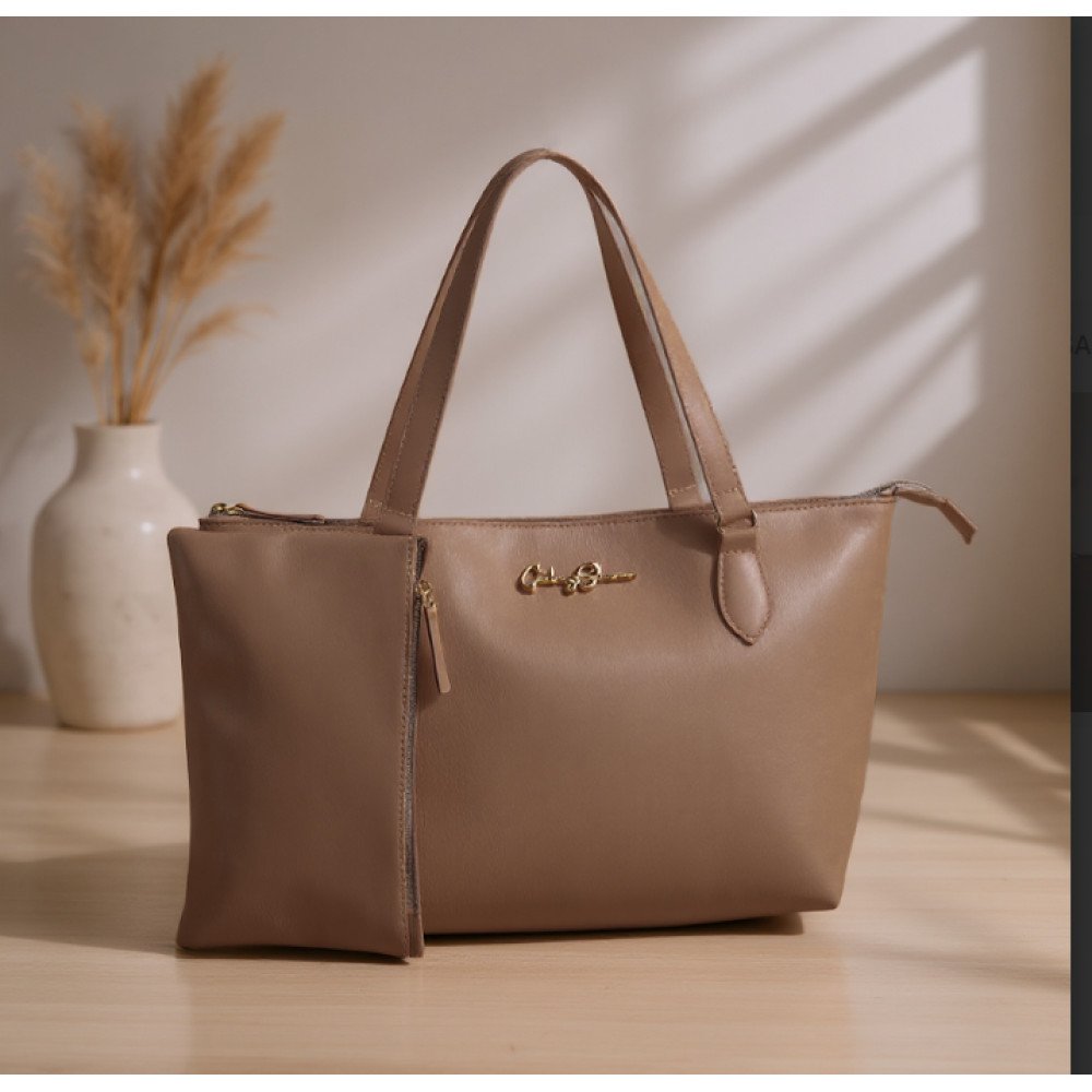 GABY SHOW - BOLSA FEMININA SACOLA ANJIK + NECESSERIE - AMÊNDOA