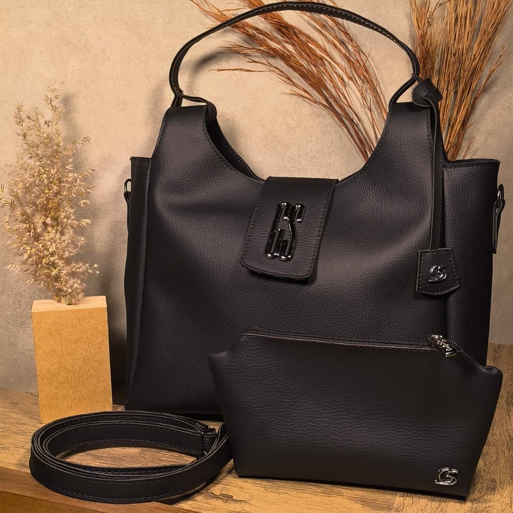 GABY SHOW - BOLSA FEMININA SERAPHINE + NECESSERIE LINHA PREMIUM - PRETO