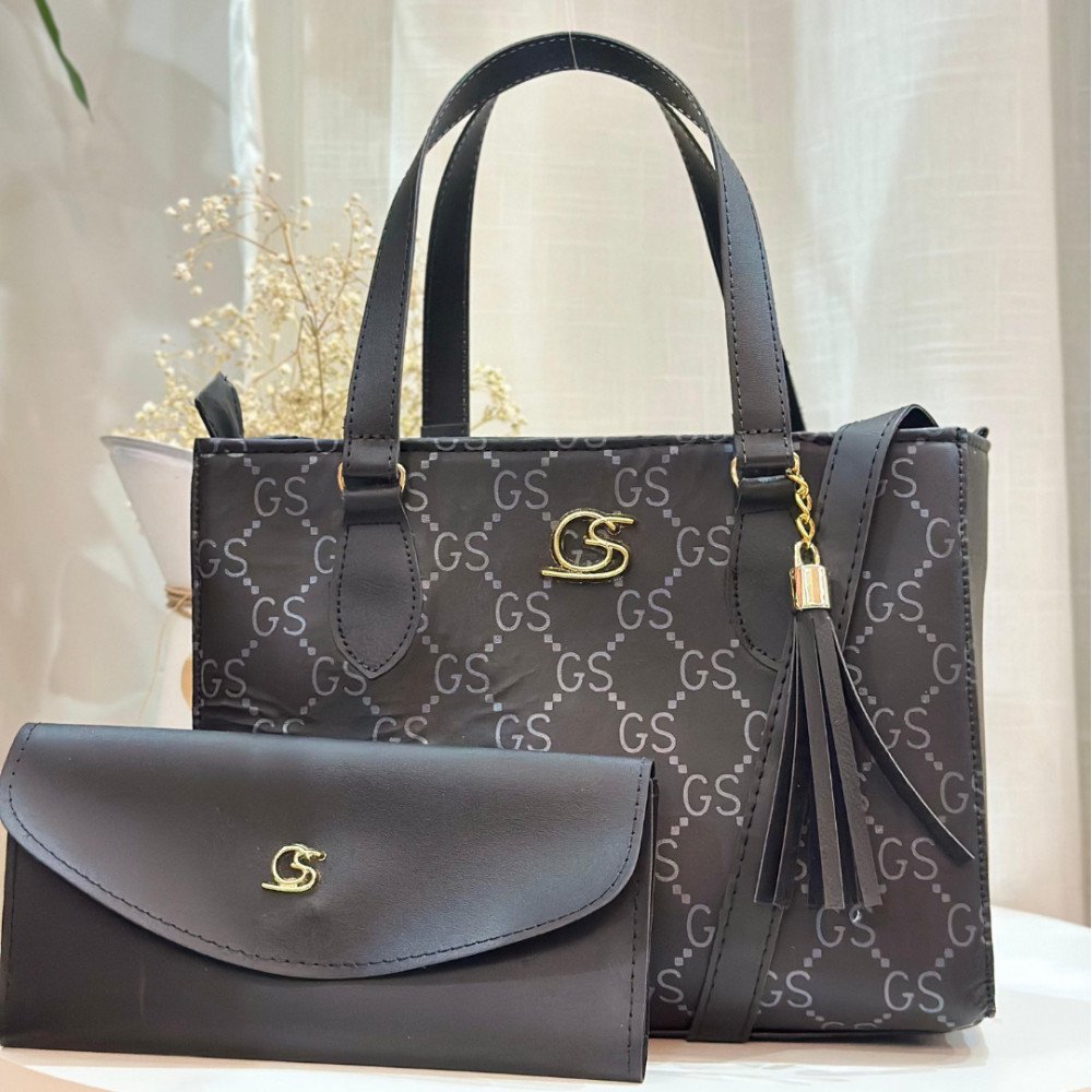 GABY SHOW - BOLSA FEMININA SILK MÉDIA + CARTEIRA - PRETO