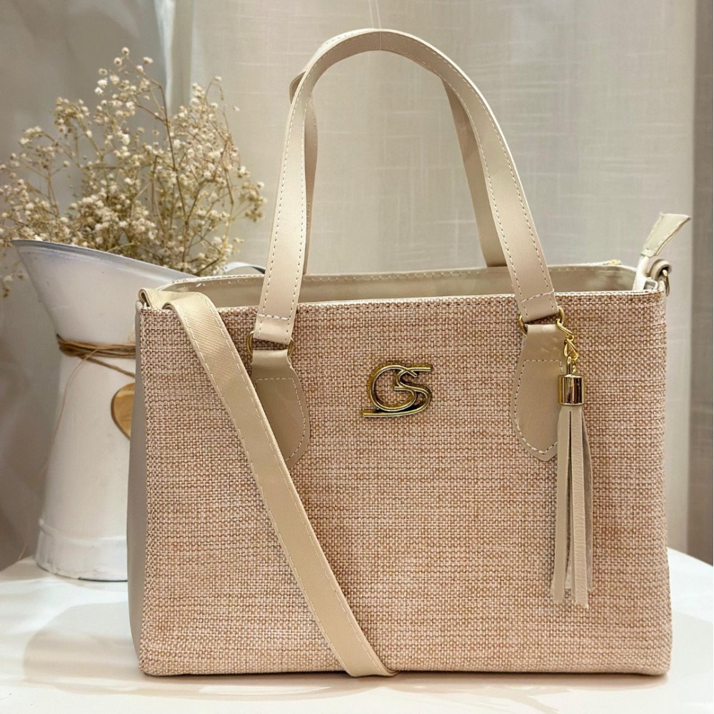 GABY SHOW - BOLSA FEMININA TECIDO MÉDIA - MARFIM