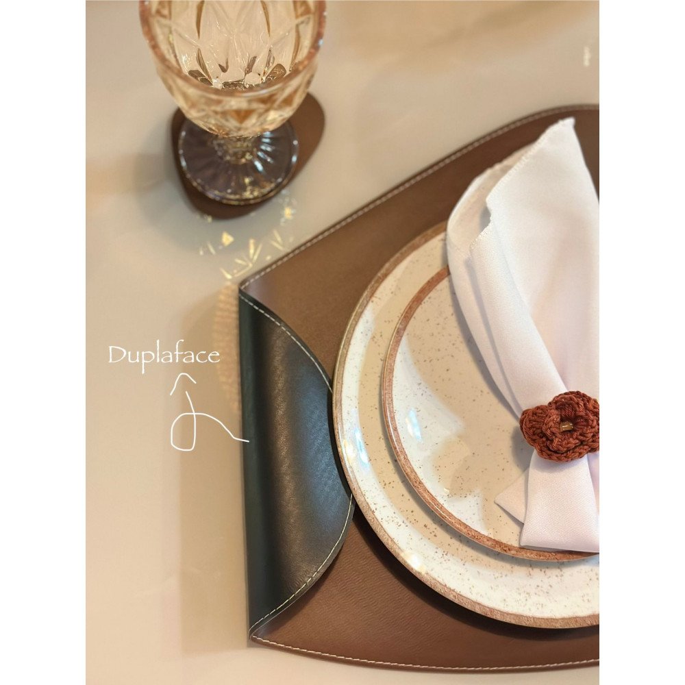 GABY SHOW - KIT 04 SOUPLATS + PORTA COPOS DUPLAFACE - CARAMELO C/ PRETO