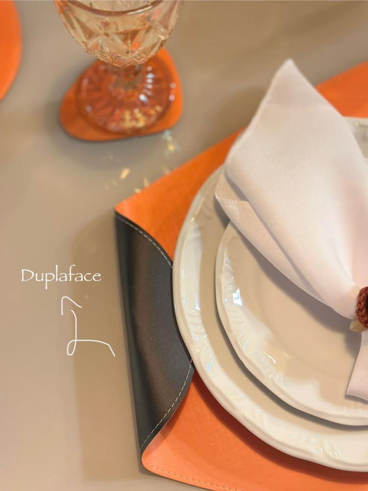 GABY SHOW - KIT 08 SOUPLATS + PORTA COPOS DUPLAFACE - LARANJA C/ PRETO