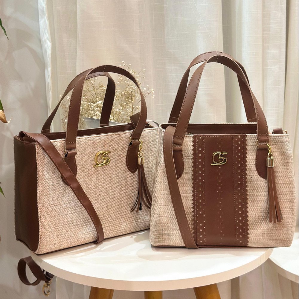 GABY SHOW - KIT 2 BOLSAS PARIS + TECIDO MÉDIA - CARAMELO