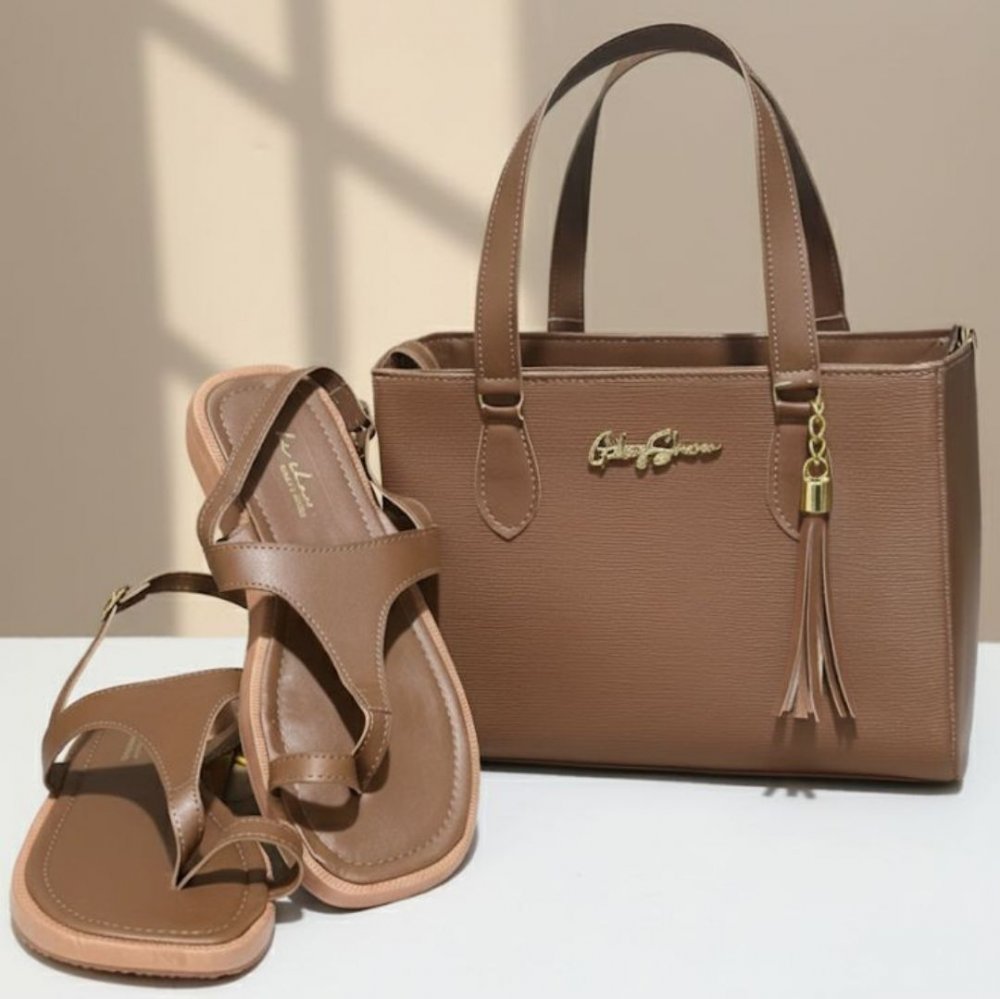 GABY SHOW - KIT 2 SANDÁLIA PAPETE + ANJIK MÉDIA 02 - NÚMERO 34 - CARAMELO