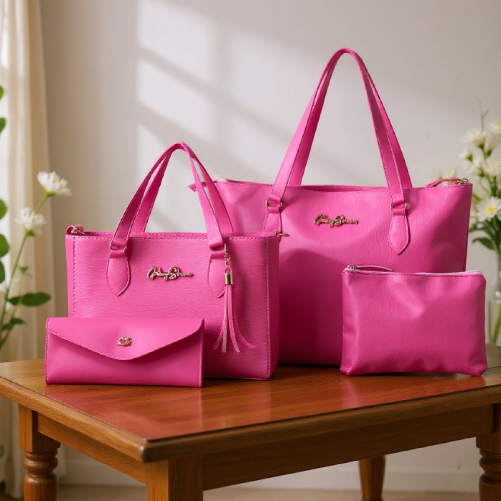 GABY SHOW - KIT 4 PEÇAS BOLSA FEMININA ANJIK MÉDIA + SACOLA ANJIK + CARTEIRA + NECESSERIE - PINK