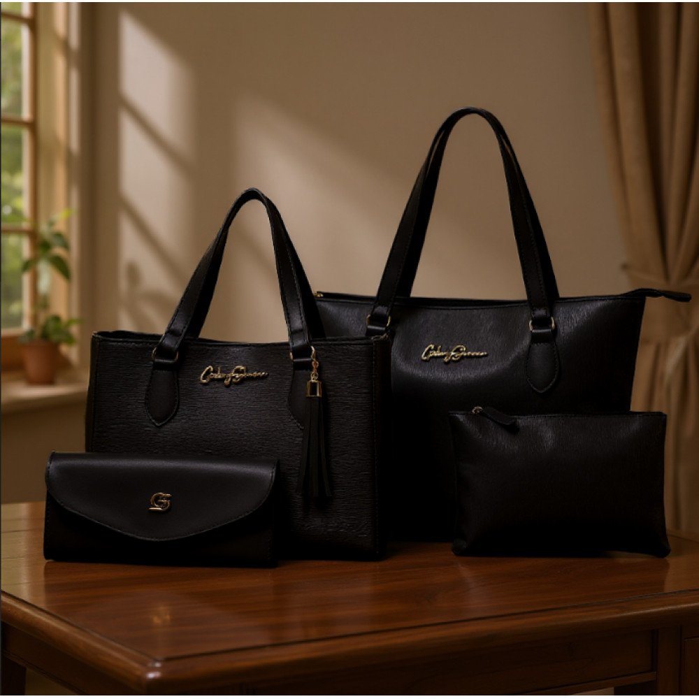 GABY SHOW - KIT 4 PEÇAS BOLSA FEMININA ANJIK MÉDIA + SACOLA ANJIK + CARTEIRA + NECESSERIE - PRETO