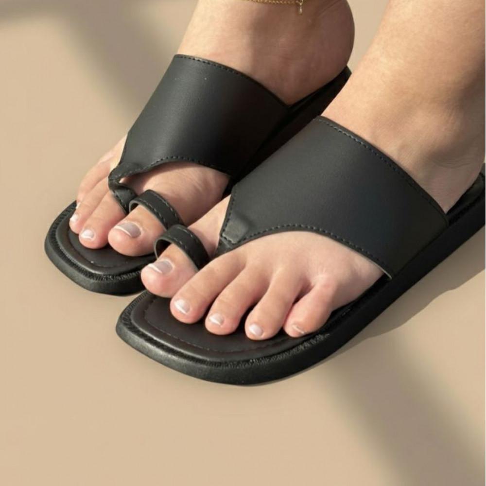 GABY SHOW - SANDÁLIA PAPETE FEMININA MODELO 01 - NÚMERO 38 - PRETO