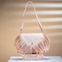 Gaby Show - Bolsa Feminia Franja Linha Premium - Marfim