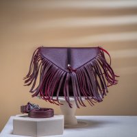 Gaby Show - Bolsa Feminia Franja Linha Premium - Marsala