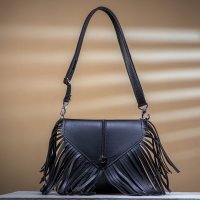 Gaby Show - Bolsa Feminia Franja Linha Premium - Preto