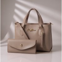 Gaby Show - Bolsa Feminina Anjik Média + Carteira - Amêndoa