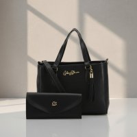 Gaby Show - Bolsa Feminina Anjik Média + Carteira - Preto