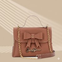 Gaby Show - Bolsa Feminina Bauzinho de Laço - Caramelo