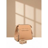 Gaby Show - Bolsa Feminina Borrachinha 3 Zíperes - Amêndoa