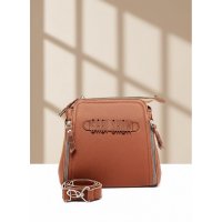 Gaby Show - Bolsa Feminina Borrachinha 3 Zíperes - Caramelo