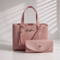 Gaby Show - Bolsa Feminina Estampa em Coração + Carteira - Rosa