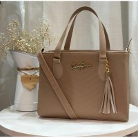 Gaby Show - Bolsa Feminina Estampa em V - Amêndoa