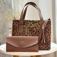 Gaby Show - Bolsa Feminina Onça Pelinho + Carteira - Preto