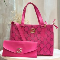 Gaby Show - Bolsa Feminina Silk Média + Carteira - Pink