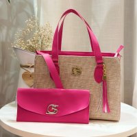 Gaby Show - Bolsa Feminina Tecido Média + Carteira - Pink