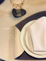 Gaby Show - Kit 02 Sousplats + Porta Copos Duplaface - Marfim c/ Azul